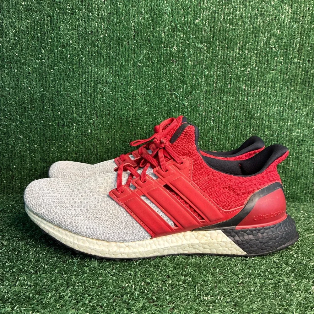 Adidas UltraBoost 4.0 Athletic Running Sneakers White Scarlet Red Black Mens 12